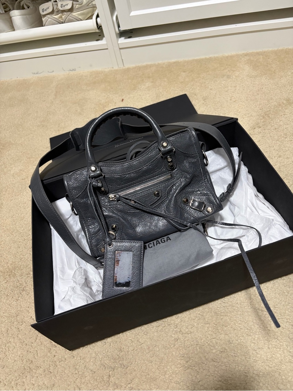 Balenciaga Classic City Mini Leather Satchel in Dark Gray - Picture 5 of 8